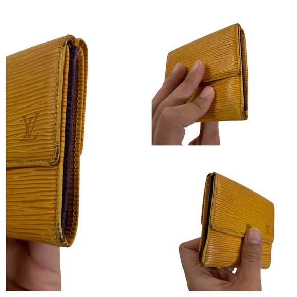 Authentic Louis Vuitton Wallet Porte Monet Yellow Epi LV Vintage - Picture 5 of 12